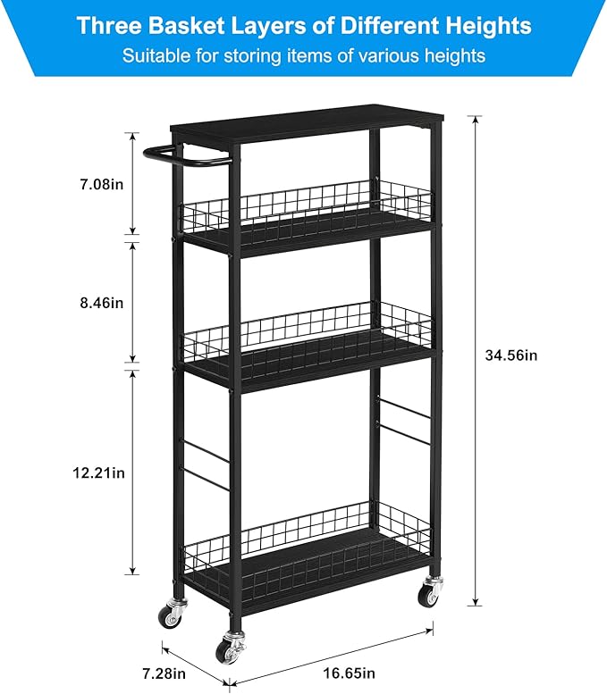 YBING Slim Storage Cart Kitchen Rolling Utility Cart on Wheels 4 Tier Mobile - Image 7
