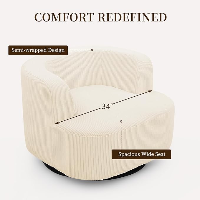 Furnimart 360° Swivel Barrel Accent Chair, Round Upholstered Comfy Lounge Chair - Image 6