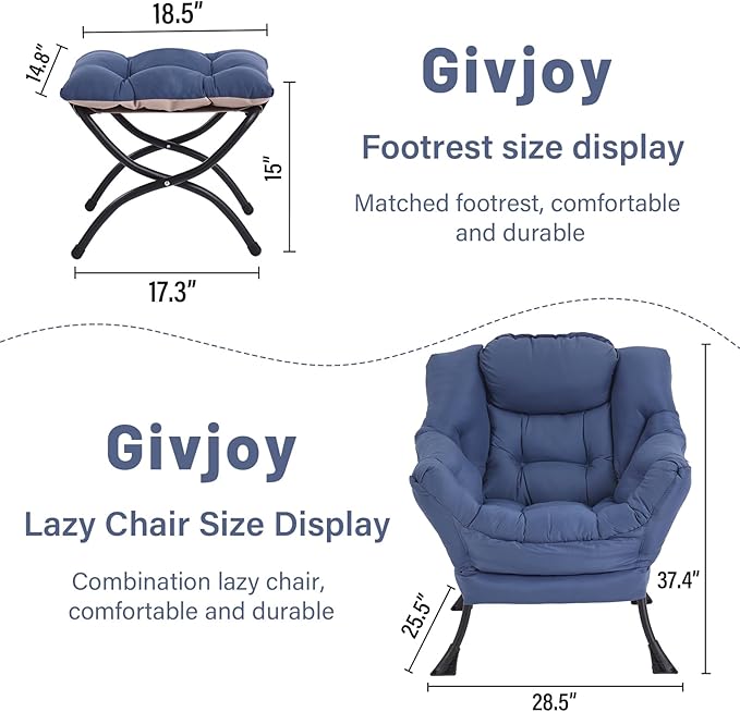 Lazy Chair and Ottoman, Large Accent Lounge Chair - Image 3