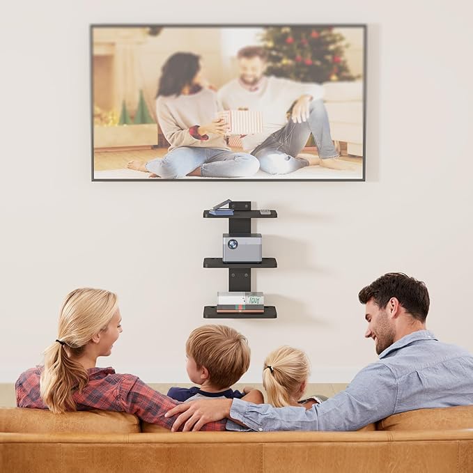 WALI Projector Mount Floating TV Shelf, Holds Up to 22lbs, Wooden Floating Shelf - Image 2