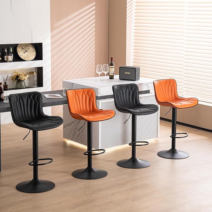 YOUNIKE Brown Bar Stools Set of 2 Modern Swivel Counter Height Bar Chair - Image 2