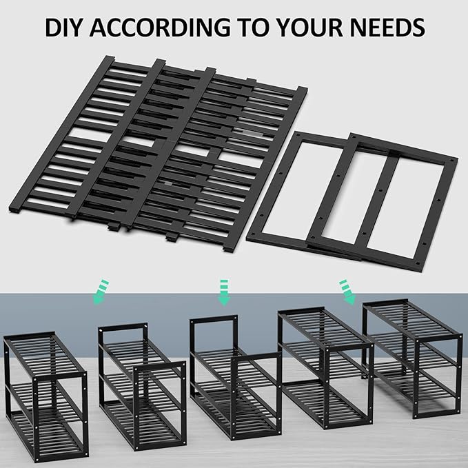 Bamboo Shoe Rack for Entryway, Stackable 3 Tier Shoe Organizer Shelf Storage - Image 9
