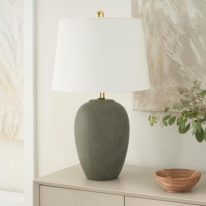 Nourison Home 23" Olive Green Ceramic Pot Table Lamp by NourisonHome