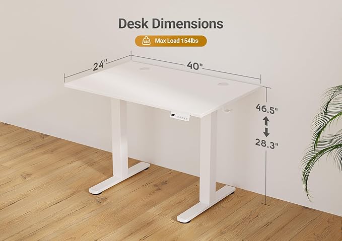 Seang Electric Standing Desk Adjustable Height, 40 x 24 Inch Sit Stand Desk - Image 3