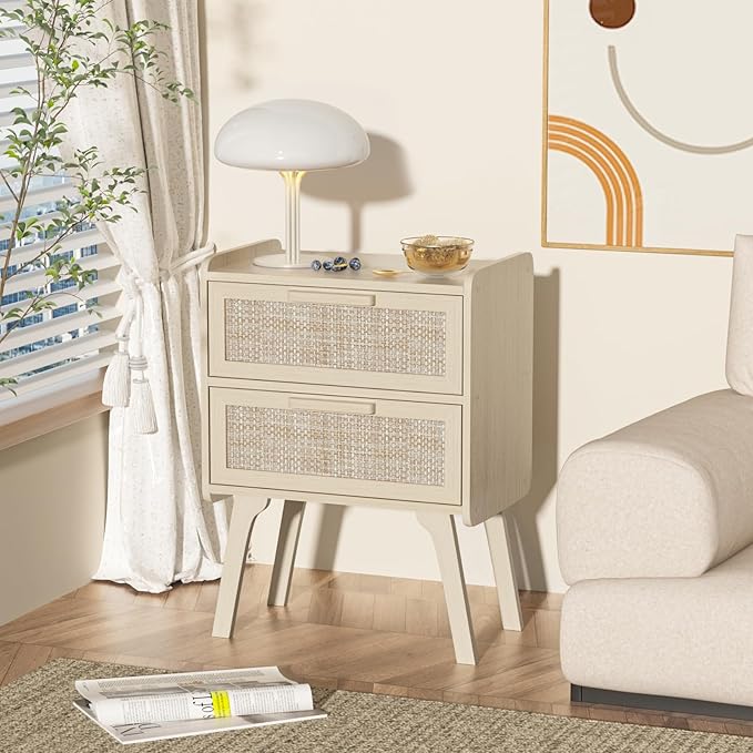 Lerliuo Rattan Nightstand, Boho Night Stand - Image 9