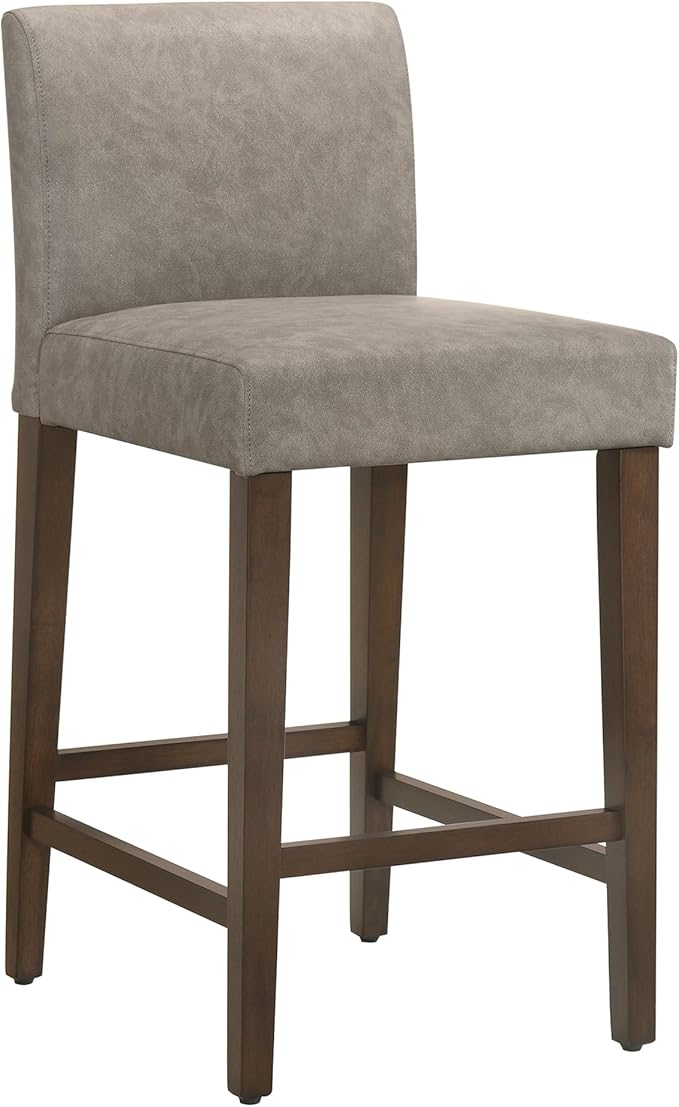 CHITA Counter Height Bar Stools Set of 3, PU Leather in Stone Grey - Image 4