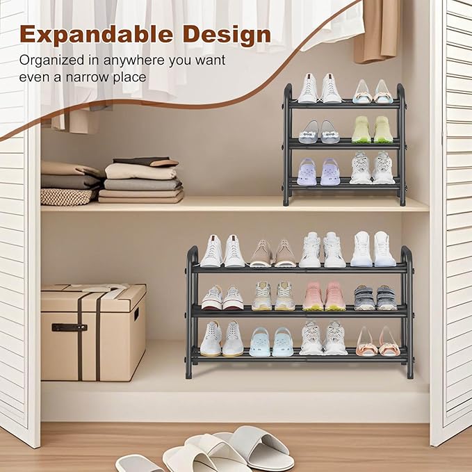 KANAV Expandable Shoe Rack Organizer – 3-Tier Shoe Shelf - Image 4