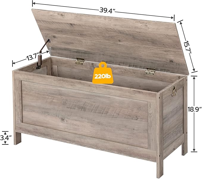 HOOBRO Toy Box, Retro Wooden Look Storage Chest - Image 4
