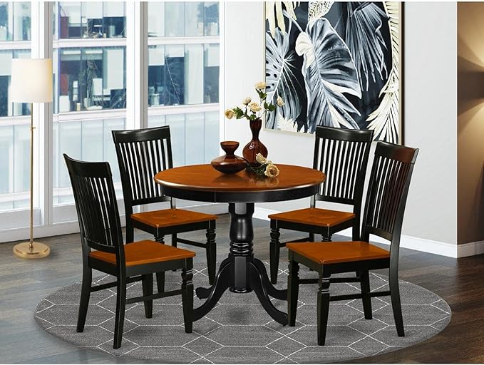 East West Furniture ANWE5-BCH-W 5 Piece Dining Set Includes a Round Kitchen - Image 6