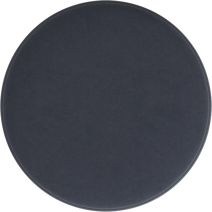HomePop Upholstered Round Ottoman Home Décor | Round Pouf Foot Rest – Steel - Image 5