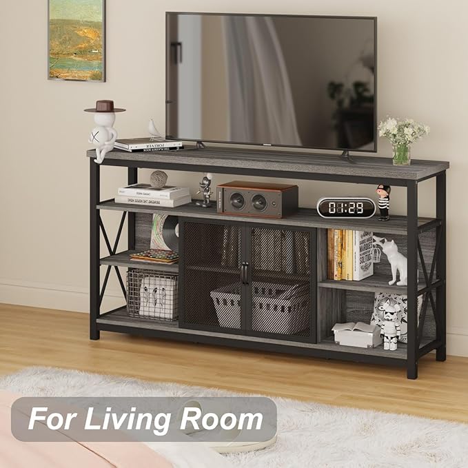 BON AUGURE Tall TV Stand for TVs up to 65 Inch, Industrial Entertainment Center - Image 7