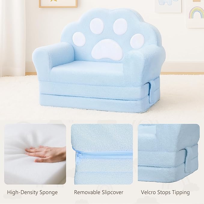 MONKISS Cat Paw Kids Couch, Toddler Chairs Comfy, Toddler Couch Bed Fold Out - Image 4