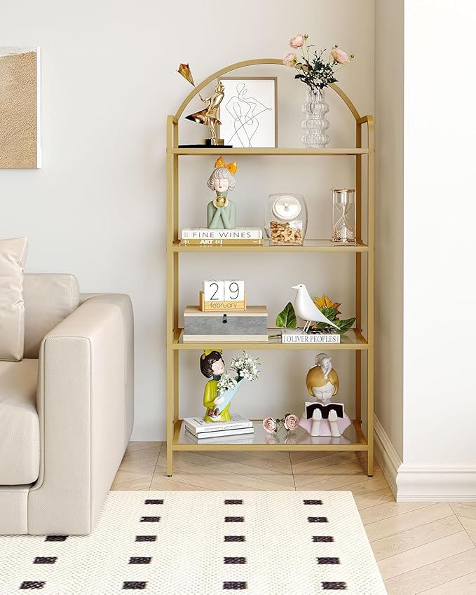 Bookcase Bookshelf, Tempered Glass Bookshelves, Slim Shelving Unit - Image 8