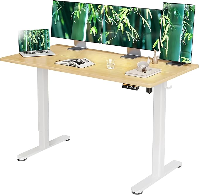 Claiks Bamboo Electric Standing Desk, Adjustable Height Stand up Desk, 55x24 by CLAIKS