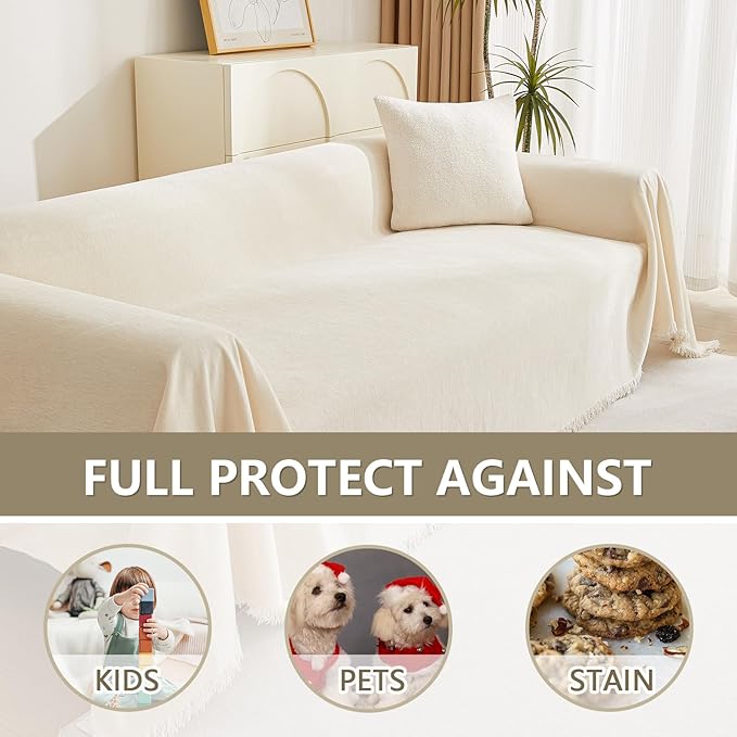 MYSKY HOME Couch Cover for Pets, Sofa Slipcover Sectional L Shape Chenille - Image 4