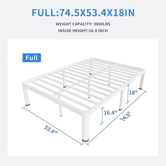 MAF 18 Inch Full Size Bed Frame White - Image 2