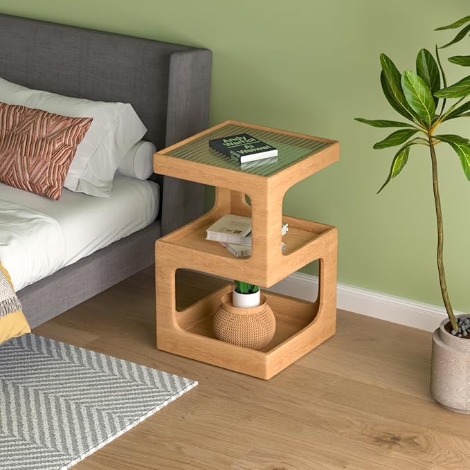 HOMEMORE Solid Wood Side Table Modern end Table Modern Nightstand No Assembly - Image 5