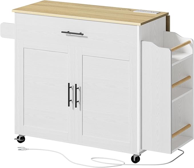 IRONCK Kitchen Island with Storage, Rolling Kitchen Island on Wheels with Drop - Image 9