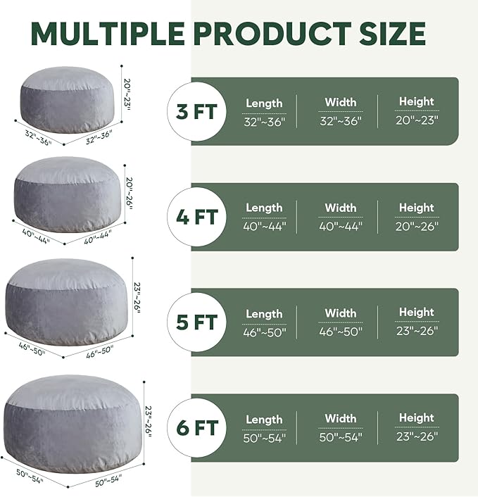 4 Ft Bean Bag Chairs for Adults/Teens - Image 6
