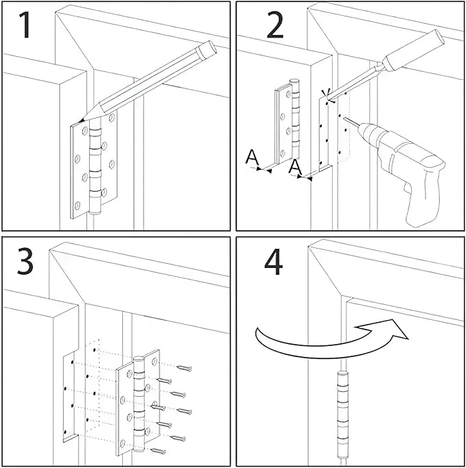 12 Pack Brushed Nickl Door Hinges 3.5 Inch x3-1/2 5/8 Radius Round Interior - Image 7