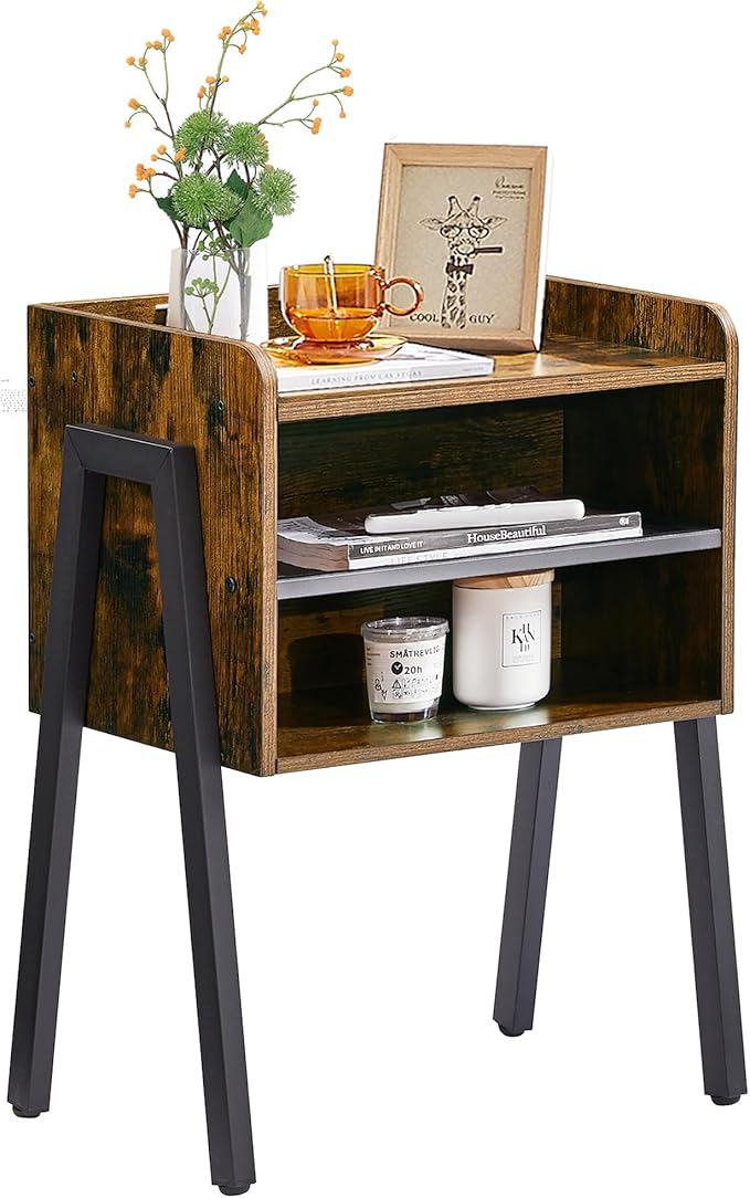 VECELO Nightstand Industrial Side End Table/Stackable Accent Furniture by VECELO