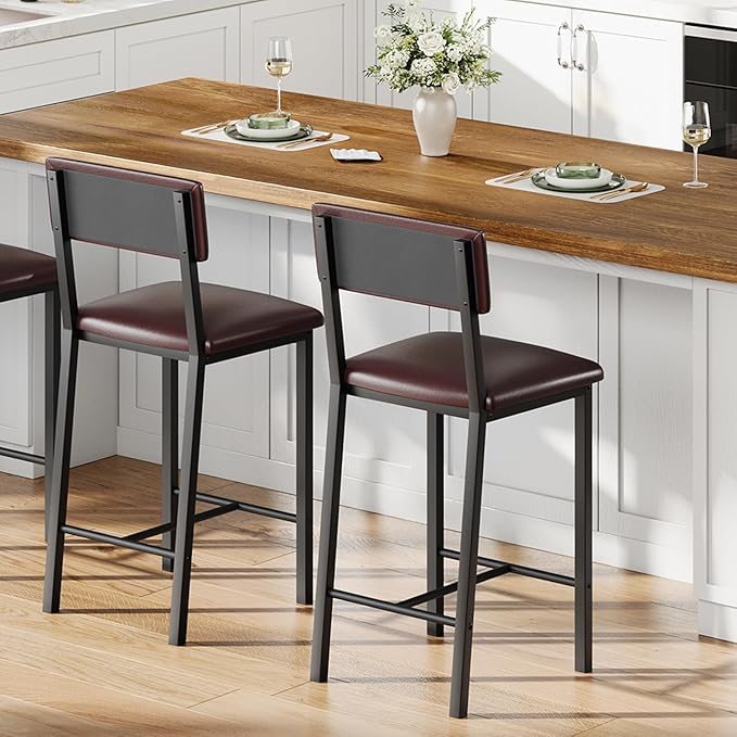 Garvee Bar Stools Set of 2, Kitchen Barstools - Image 5