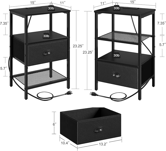 Nightstands Set of 2, Bedside Tables - Image 3