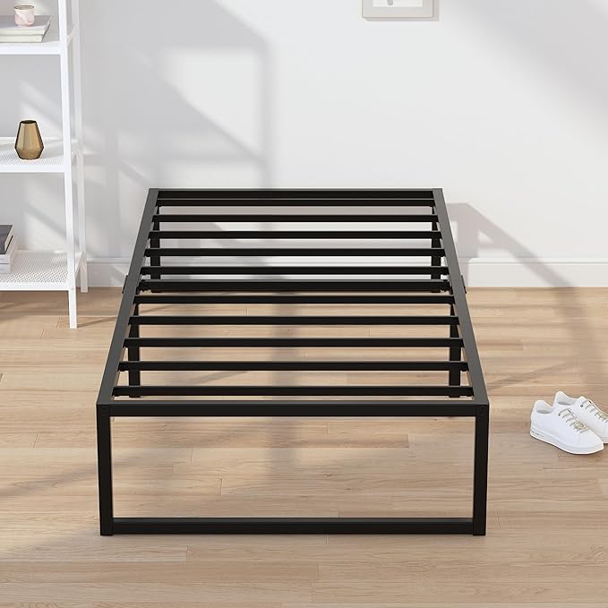 EMODA 14 Inch Narrow Twin Bed Frame 30x75, Heavy Duty Metal Platform No Box by EMODA