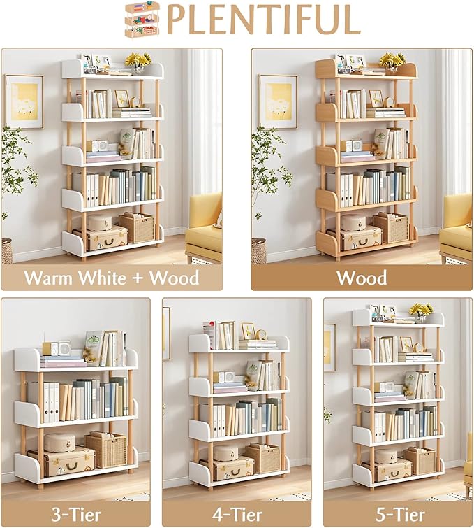 5-Tier Wooden Open Bookcase - Image 4