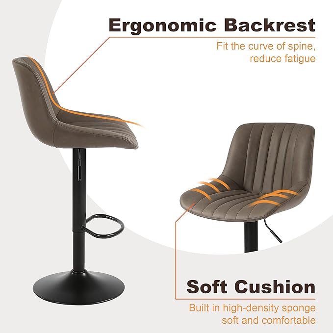 Bar Stools Set of 2, Swivel Counter Height Barstools - Image 6