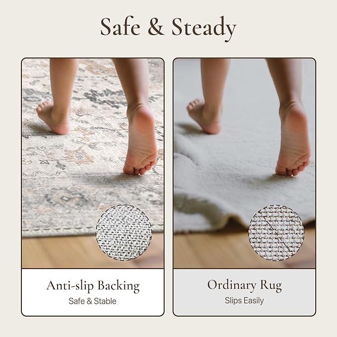 GENIMO 4x6 Area Rugs for Living Room, Machine Washable Low Pile Vintage Rugs - Image 6