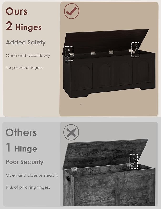 DINZI LVJ Storage Chest, 47.2”Wooden Storage Box - Image 4