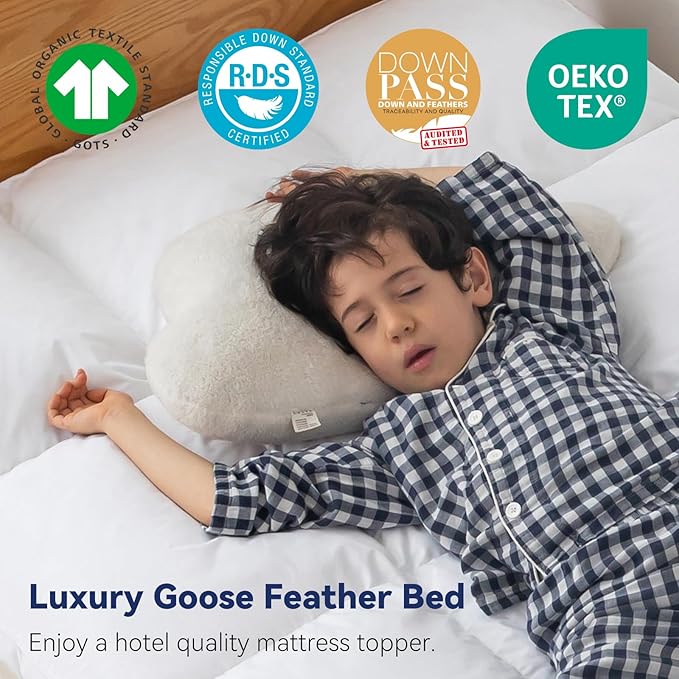 3 Inch White Goose Feather Mattress Topper, Twin Feather Bed Topper, Mattress - Image 5