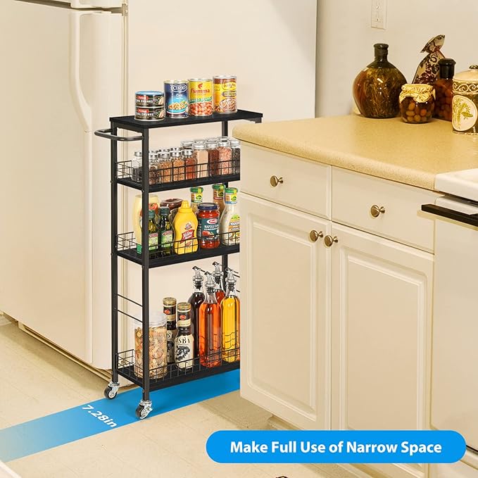 YBING Slim Storage Cart Kitchen Rolling Utility Cart on Wheels 4 Tier Mobile - Image 2