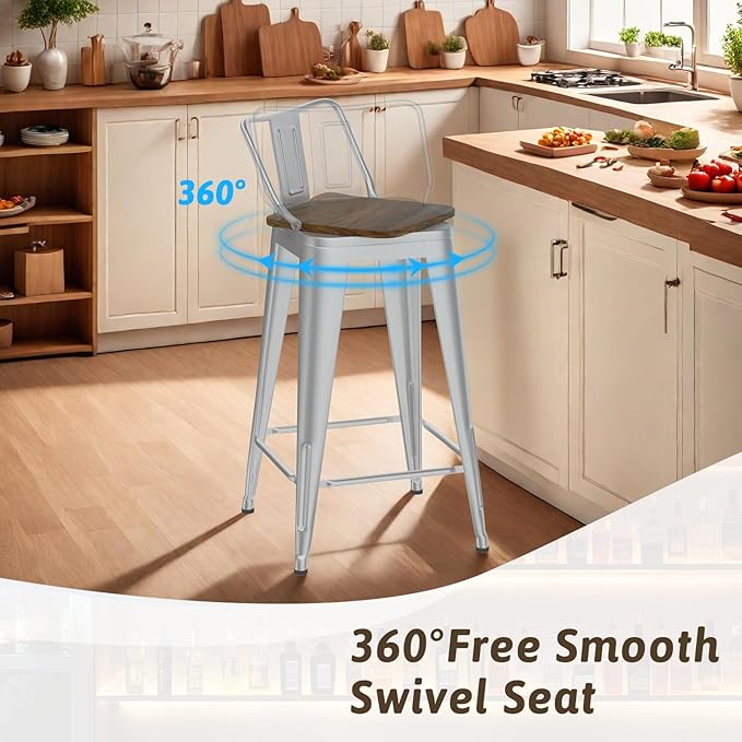 30 Inch Swivel Bar Stools Set of 4, Counter Height Bar Stools - Image 7