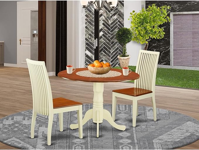 East West Furniture DLIP3-BMK-W 3 Piece Kitchen Table & Chairs Set Contains a - Image 7