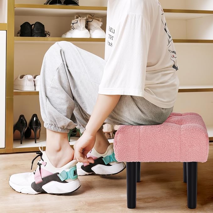 HOUCHICS Fur Padded Foot Stool, Small Ottoman Foot Rest - Image 6