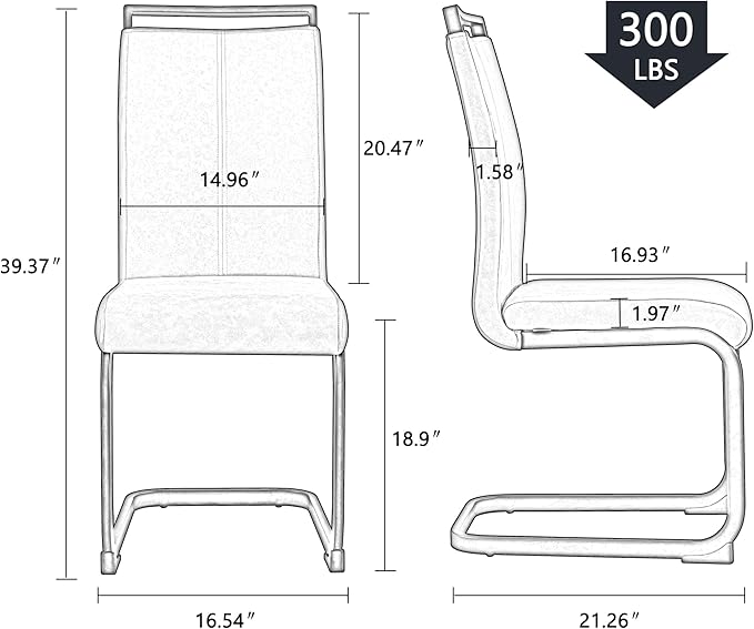 Dining Chairs Set of 2, Faux Leather Dining Chairs - Image 2