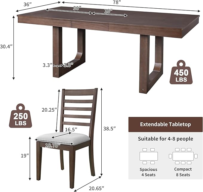 Merax 7 Piece Extendable Wooden Dining Table Set, Farmhouse Extendable - Image 2
