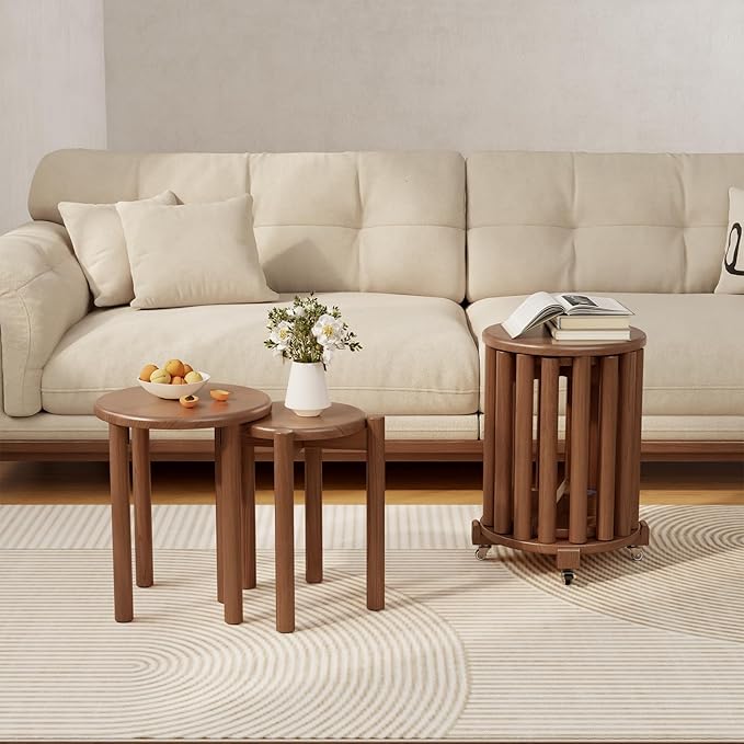 Stackable Stools Set of 4, Wooden Stool 18 Inch Stool Stackable Side Tables - Image 7