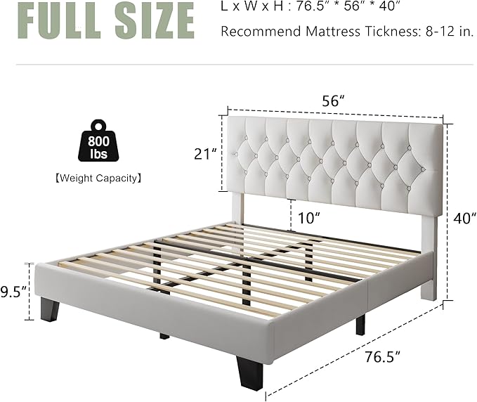 Feonase Velvet Full Size Platform Bed Frame - Image 2