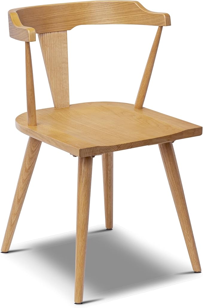 POLY & BARK Mid Century Modern Enzo Oak Dining Chair – Solid Oak Wood Splat by POLYBARK
