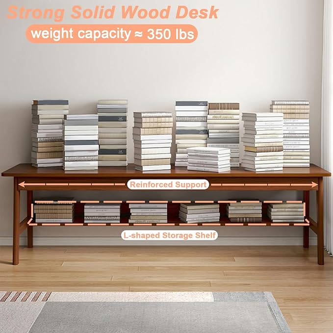 Solid Wood Desk, Writing Desk, Home Office Workstation - Image 4