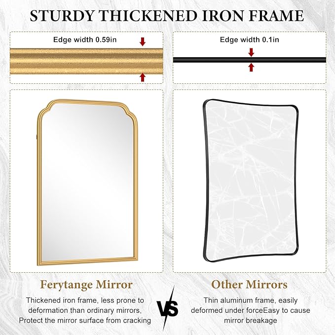30X40 Inch Gold Bathroom Mirror - Image 8