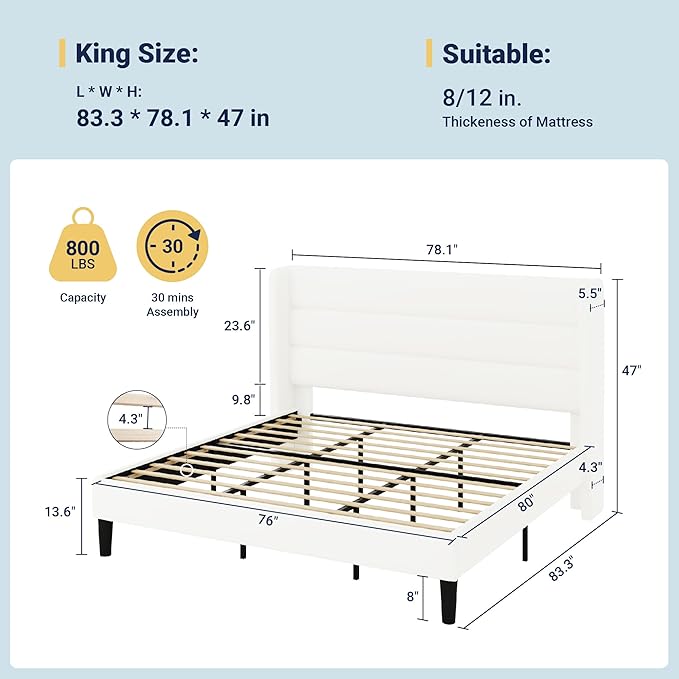 Allewie King Size Platform Bed Frame - Image 2
