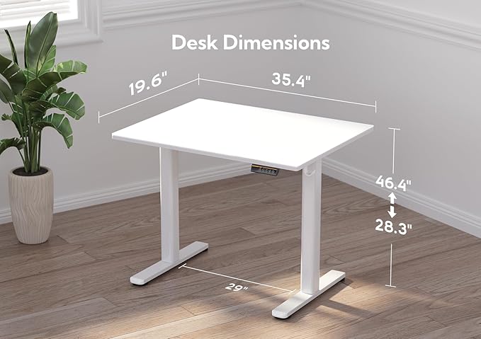 Claiks Small Glass Standing Desk, 35x20 Inch Electric Standing Desk Adjustable - Image 3