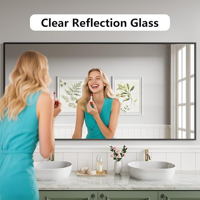 Bathroom Mirror 36x71 Black Bathroom Wall-Mounted Mirrors, Modern Vanity Mirror - Image 6