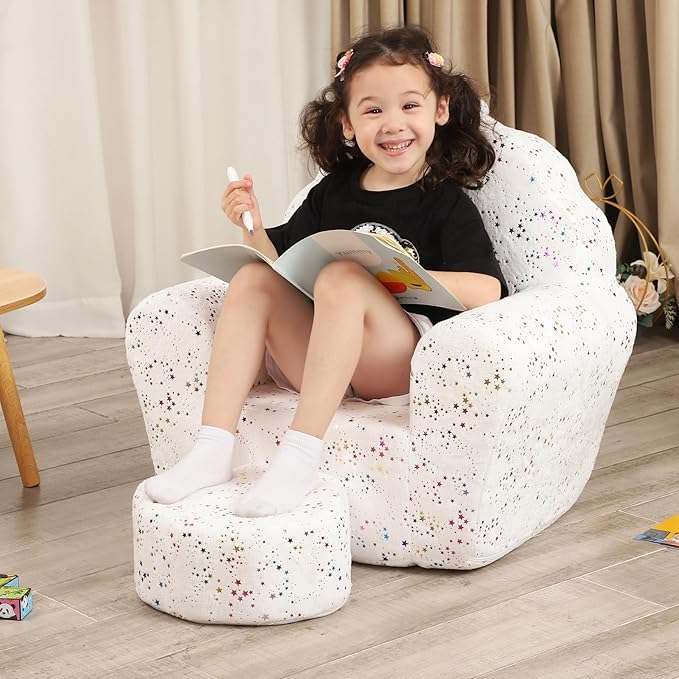 Kids Sofa with Ottoman, Shell-Like Sofa - Image 4