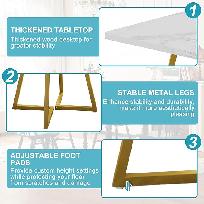 Square Dining Table for 2-4, 31.5" Small Dinner Table - Image 3