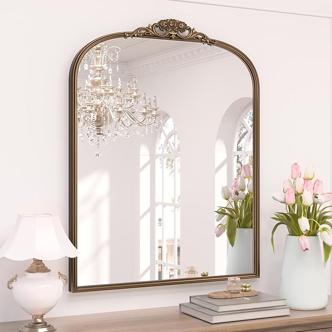 Keonjinn Gold Vintage Mirror 30" x 36", Antique Brass Mirrors by Keonjinn